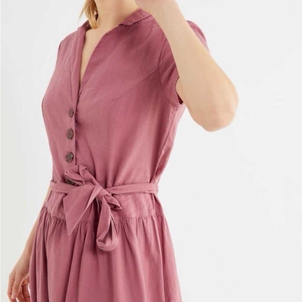 Urban Outfitters Natalie Linen-Blend Shirt Dress - Picture 2 of 8